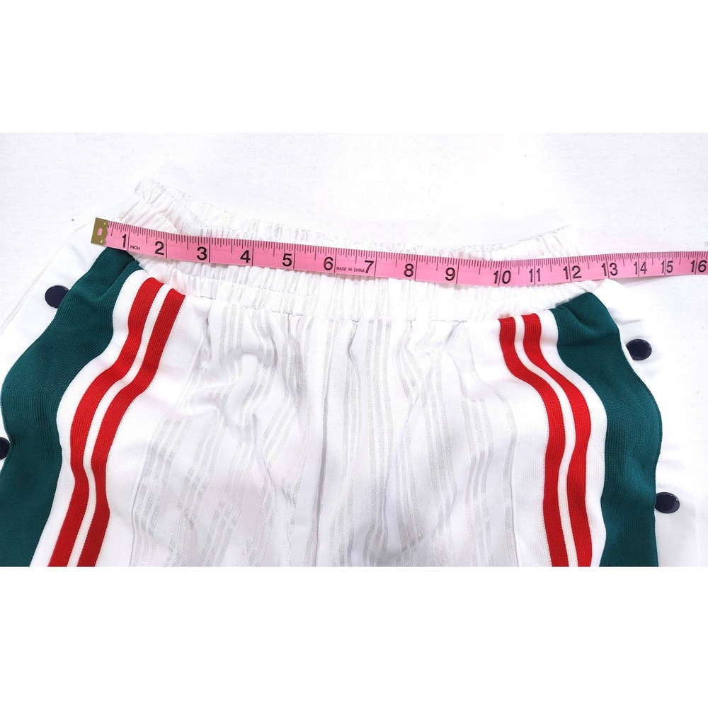Yllw White Tearaway Snap Button Track Pants Green Red Stripe Wide Leg Small - Picture 7 of 11